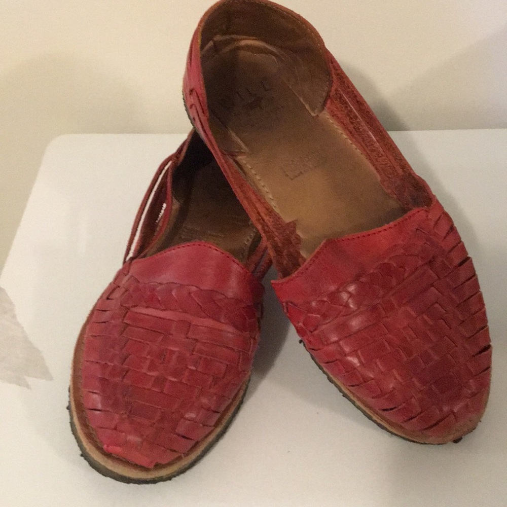 Red leather slides